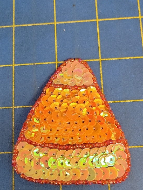 Felt's Fun Finds Other - Sequin Candy Corn 2.5" Patch - Orange & Yellow